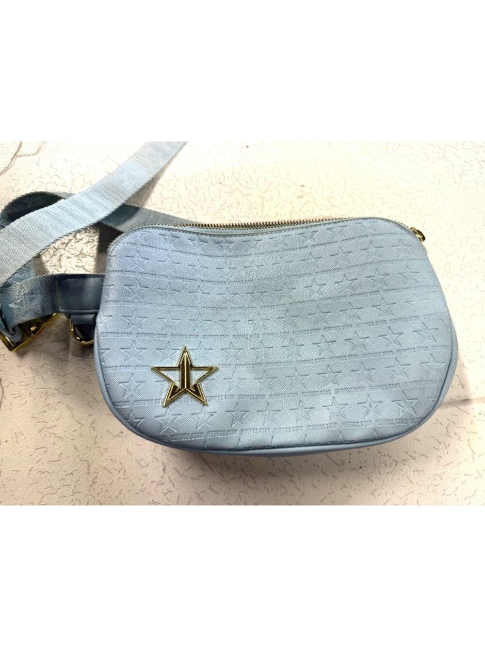 Jeffree Star Blue Crossbody Bag With Gold Star Detail And Adjustable Strap